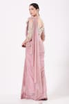 Shop_ANJALEE AND ARJUN KAPOOR_Pink Net Hand Embroidery Crystal Spread Pre-draped Saree With Blouse  _at_Aza_Fashions