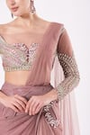 Buy_ANJALEE AND ARJUN KAPOOR_Pink Net Hand Embroidery Pre-draped Shimmer Finish Saree And Blouse Set  _Online_at_Aza_Fashions