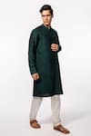 Kaka Calcutta Green Bamboo, Silk, Cotton Embroidery Sleeve Kurta Set Online at Aza Fashions Kaka Calcutta_Green Bamboo, Silk, Cotton Embroidery Sleeve Kurta Set _Online_at_Aza_Fashions