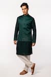Buy Kaka Calcutta Green Linen, Satin, Bamboo, Cotton, Silk Cut Work, Floral Bundi And Kurta Set at Aza Fashions Buy_Kaka Calcutta_Green Linen, Satin, Bamboo, Cotton, Silk Cut Work, Floral Bundi And Kurta Set _at_Aza_Fashions