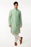 Buy Kaka Calcutta Green Bamboo, Silk, Cotton Cut Work, Embroidery Bundi And Kurta Set at Aza Fashions Buy_Kaka Calcutta_Green Bamboo, Silk, Cotton Cut Work, Embroidery Bundi And Kurta Set _at_Aza_Fashions