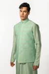 Buy Kaka Calcutta Green Bamboo, Silk, Cotton Cut Work, Embroidery Bundi And Kurta Set Online at Aza Fashions Buy_Kaka Calcutta_Green Bamboo, Silk, Cotton Cut Work, Embroidery Bundi And Kurta Set _Online_at_Aza_Fashions