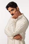 Buy Kaka Calcutta Ivory Bamboo, Cotton, Silk Mirrors Embroidered Kurta Set Online at Aza Fashions Buy_Kaka Calcutta_Ivory Bamboo, Cotton, Silk Mirrors Embroidered Kurta Set _Online_at_Aza_Fashions