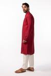 Kaka Calcutta Red Bamboo, Cotton, Silk Embroidery French Knot Kurta And Pyjama Pant Set Online at Aza Fashions Kaka Calcutta_Red Bamboo, Cotton, Silk Embroidery French Knot Kurta And Pyjama Pant Set _Online_at_Aza_Fashions