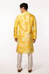 Shop_KAKA CALCUTTA_Yellow Kurta  Bam Silk Embroidered Mirror Collar And Pyjama Pant Set _at_Aza_Fashions