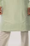 Buy_Kaka Calcutta_Green Kurta  Bam Silk Embroidered Thread Hem And Pyjama Pant Set _Online_at_Aza_Fashions