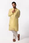 Buy Kaka Calcutta Yellow Bamboo, Cotton, Silk Embroidery Kurta And Pant Set at Aza Fashions Buy_Kaka Calcutta_Yellow Bamboo, Cotton, Silk Embroidery Kurta And Pant Set _at_Aza_Fashions