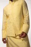Buy Kaka Calcutta Yellow Bamboo Embroidery Hand Bundi Online at Aza Fashions Buy_Kaka Calcutta_Yellow Bamboo Embroidery Hand Bundi _Online_at_Aza_Fashions