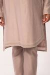 Buy_KAKA MENSWEAR_Purple Kurta : Bam Silk Embroidered Thread Hem And Pyjama Pant Set For Men_Online_at_Aza_Fashions