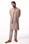 Buy_Kaka Calcutta_Purple Bamboo Embroidery Mauve Hand Bundi _at_Aza_Fashions
