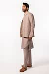 Kaka Calcutta_Purple Bamboo Embroidery Mauve Hand Bundi _Online_at_Aza_Fashions