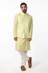 Buy Kaka Calcutta Green Bamboo, Cotton, Silk Mirrors Mint Kurta Set With Bundi at Aza Fashions Buy_Kaka Calcutta_Green Bamboo, Cotton, Silk Mirrors Mint Kurta Set With Bundi _at_Aza_Fashions