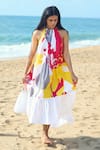 Buy_Studio Moda India_White Cotton Halter Neck The Summer Dress_at_Aza_Fashions
