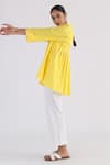 Studio Moda India Yellow Cotton Collared Back Pleated Shirt Online at Aza Fashions Studio Moda India_Yellow Cotton Collared Back Pleated Shirt _Online_at_Aza_Fashions