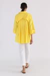 Shop Studio Moda India Yellow Cotton Collared Back Pleated Shirt at Aza Fashions Shop_Studio Moda India_Yellow Cotton Collared Back Pleated Shirt _at_Aza_Fashions