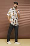 Shop_Linen Bloom_Multi Color 100% Linen Oval Print Shirt _Online_at_Aza_Fashions