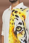 Linen Bloom_White 100% Linen Printed Tiger Shirt_at_Aza_Fashions