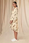 Buy_Masaba_Ivory Natural Crepe Print Gold Finch V Neck Wrap Dress _Online_at_Aza_Fashions