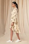 Shop_Masaba_Ivory Natural Crepe Print Gold Finch V Neck Wrap Dress _Online_at_Aza_Fashions