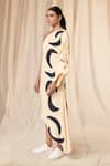 Buy_Masaba_Ivory Natural Crepe Print Mooncrest Asymmetric Neck One Shoulder Kaftan _Online_at_Aza_Fashions