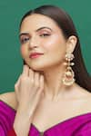 Shop_Moh-Maya by Disha Khatri_Gold Plated Kundan Pearl Drop Dangler Earrings _Online_at_Aza_Fashions