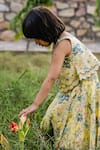 Buy_Baise Gaba_Yellow Lehenga - Chiffon Printed Floral Angie Set 