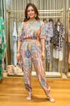 PS Pret by Payal Singhal_Multi Color Crepe Abstract Round Top And Jogger Pant Set _Online_at_Aza_Fashions