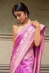 Priyanka Raajiv_Pink Silk Embroidery Alaia Banarasi Saree With Zane Running Blouse_at_Aza_Fashions