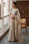 Priyanka Raajiv_Beige Silk Embroidery Sequin Ausra Border Saree _Online_at_Aza_Fashions