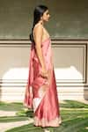 Priyanka Raajiv_Coral Silk Mashru Woven Bhagwati Saree With Zane Running Blouse  _at_Aza_Fashions