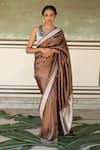 Buy_Priyanka Raajiv_Grey Silk Banarasi Woven Floral Chan Saree With Zelda Running Blouse  _at_Aza_Fashions