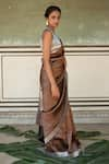 Priyanka Raajiv_Grey Silk Banarasi Woven Floral Chan Saree With Zelda Running Blouse  _at_Aza_Fashions