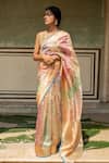 Buy_Priyanka Raajiv_Pink Silk Chanderi Woven Floral Eda Saree With Zane Running Blouse _at_Aza_Fashions