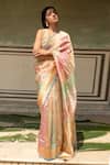 Priyanka Raajiv_Pink Silk Chanderi Woven Floral Eda Saree With Zane Running Blouse _Online_at_Aza_Fashions
