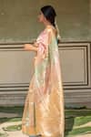 Shop_Priyanka Raajiv_Pink Silk Chanderi Woven Floral Eda Saree With Zane Running Blouse _Online_at_Aza_Fashions