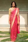 Buy_Priyanka Raajiv_Pink Banarasi Silk Woven Falisha Saree With Sachi Running Blouse  _at_Aza_Fashions