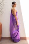 Shop_Priyanka Raajiv_Purple Silk Chanderi Woven Stripe Kaiya Saree With Running Blouse _at_Aza_Fashions