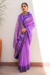 Priyanka Raajiv_Purple Silk Chanderi Woven Stripe Kaiya Saree With Running Blouse _Online_at_Aza_Fashions