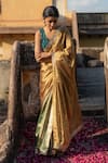 Priyanka Raajiv_Gold Silk Embroidery Sequin Kiara Saree With Niamh Running Blouse_Online_at_Aza_Fashions
