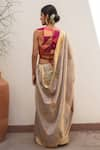 Shop_Priyanka Raajiv_Silver Silk Chanderi Woven Butta Kuu Saree With Running Blouse _at_Aza_Fashions