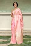 Buy_Priyanka Raajiv_Pink Silk Mashru Woven Paisley Mani Saree With Running Blouse _at_Aza_Fashions