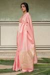 Priyanka Raajiv_Pink Silk Mashru Woven Paisley Mani Saree With Running Blouse _Online_at_Aza_Fashions