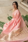 Shop_Priyanka Raajiv_Pink Silk Mashru Woven Paisley Mani Saree With Running Blouse _Online_at_Aza_Fashions