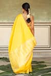 Shop_Priyanka Raajiv_Yellow Silk Mashru Woven Paisley Mani Bordered Saree With Running Blouse _at_Aza_Fashions