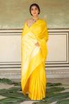 Priyanka Raajiv_Yellow Silk Mashru Woven Paisley Mani Bordered Saree With Running Blouse _Online_at_Aza_Fashions