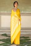 Buy_Priyanka Raajiv_Yellow Silk Mashru Woven Paisley Mani Bordered Saree With Running Blouse _Online_at_Aza_Fashions