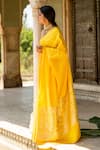 Shop_Priyanka Raajiv_Yellow Silk Mashru Woven Paisley Mani Bordered Saree With Running Blouse _Online_at_Aza_Fashions