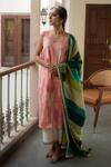 Buy_Priyanka Raajiv_Green Hand Embroidered And Printed Zardozi Midori Patch Work Dupatta _at_Aza_Fashions