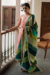 Priyanka Raajiv_Green Hand Embroidered And Printed Zardozi Midori Patch Work Dupatta _Online_at_Aza_Fashions