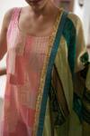 Shop_Priyanka Raajiv_Green Hand Embroidered And Printed Zardozi Midori Patch Work Dupatta _Online_at_Aza_Fashions